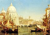 Della Canvas Paintings - A Venetian Canal Scene with the Santa Maria della Salute